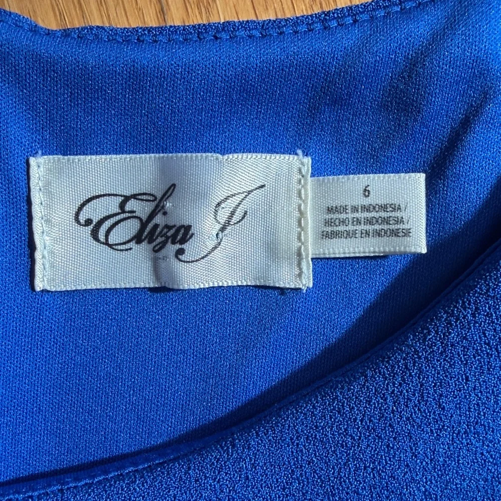 Eliza J•Cap Sleeve Tiered Drop Waist A-Line Dress | Cobalt Blue | Size 6 - Picture 11 of 12